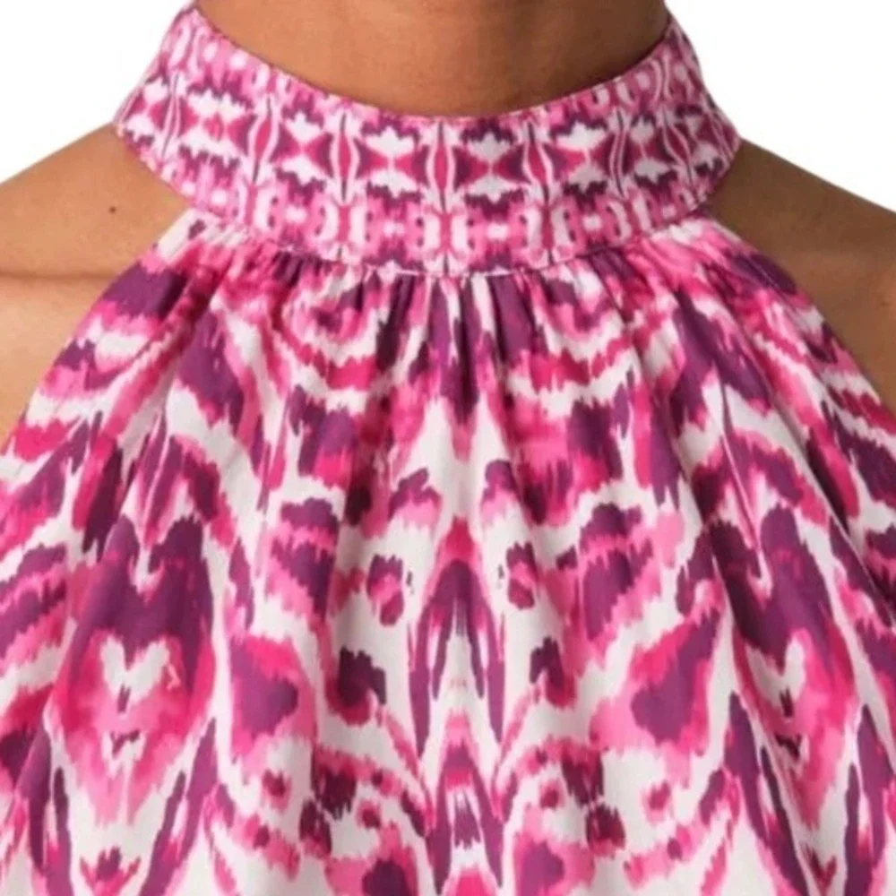 Calypso St Barth Brigitte Batik Magenta Print Maxi Dress Medium